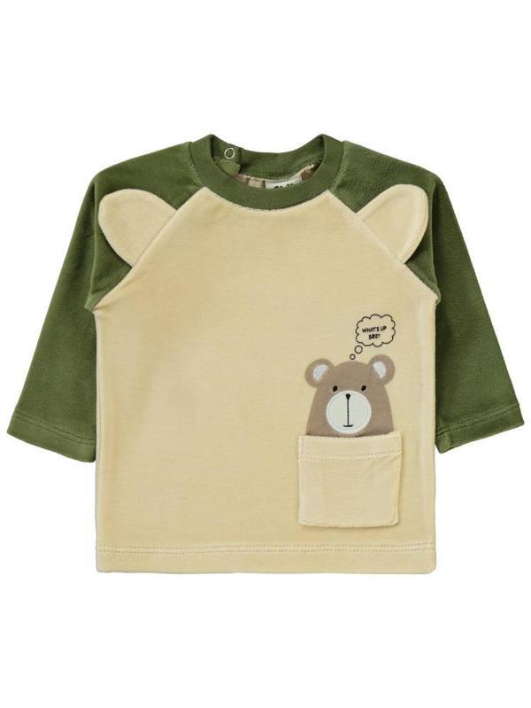 Civil Baby Kulaklı Ayıcık Baskılı 1-6 Ay Pijama Takımı - Haki3-6 Ay - Image 1