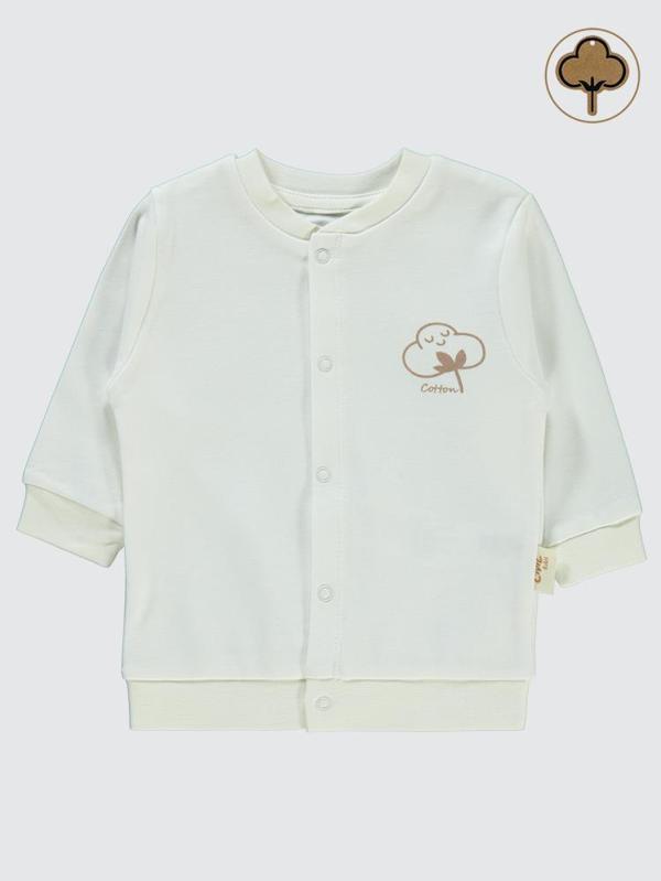 Civil Baby Organik Pamuklu 1-12 Ay Bebe Hırka - Ekru6-9 Ay - Image 1