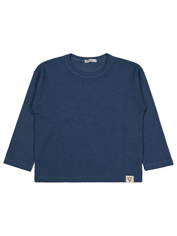 V24029   Civil Boys Jakarlı Basic 6-9 Yaş Sweatshirt - Mavi8-9 Yaş - Image 1