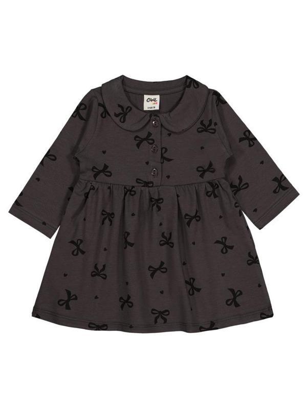 Civil Baby Fiyonk Empirme 6-18 Ay Elbise - Gri12-18 Ay - Image 1