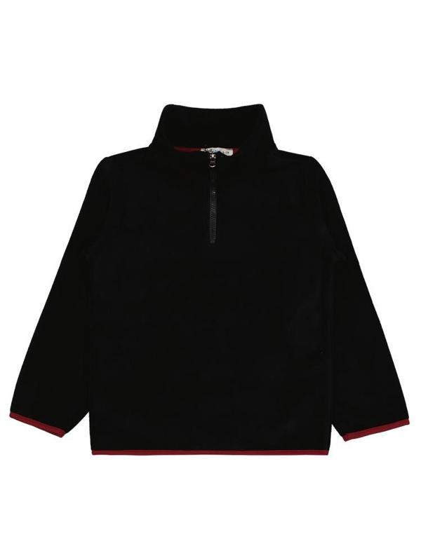 4166-3 Civil Boys Fermuarlı Armalı Polar 10-13 Yaş Sweatshirt - Siyah10-11 Yaş - Image 1