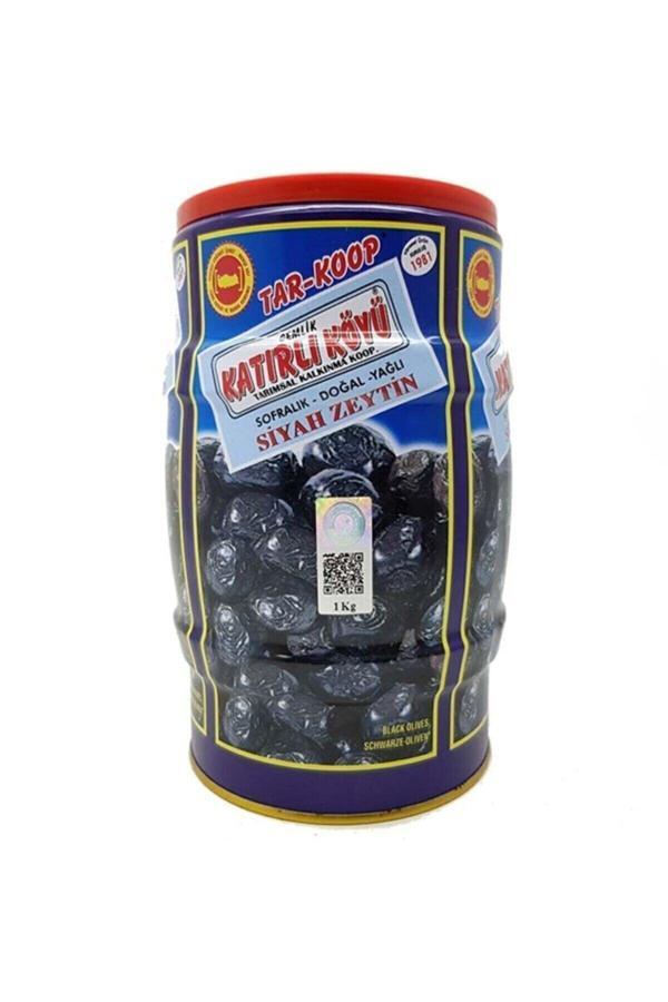 Katırlı Köyü Zeytinleri Gemlik Katırlı Köyü Kahvaltılık Siyah Zeytin Teneke 1 Kg Yağlı Sele - Image 1