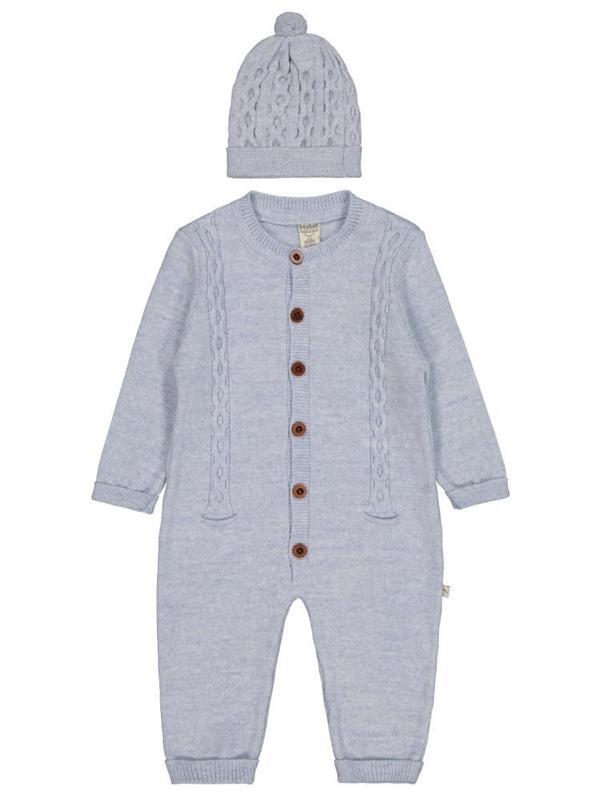 Beybek Düğmeli 3-12 Ay Tulum - Mavi6-9 Ay - Image 1