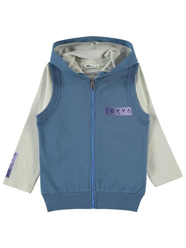 Civil Boys Tokyo Baskılı 2-5 Yaş Yelekli Sweatshirt - Mavi2-3 Yaş - Image 1