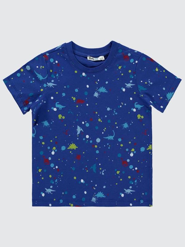 Civil Boys Sıçratma Dino Baskılı Empirme 2-5 Yaş Tişört - Lacivert2-3 Yaş - Image 1
