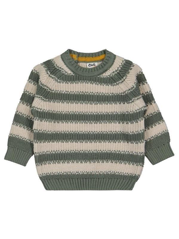 Civil Baby Elvi Çizgili 6-18 Ay Kazak - Haki6-9 Ay - Image 1