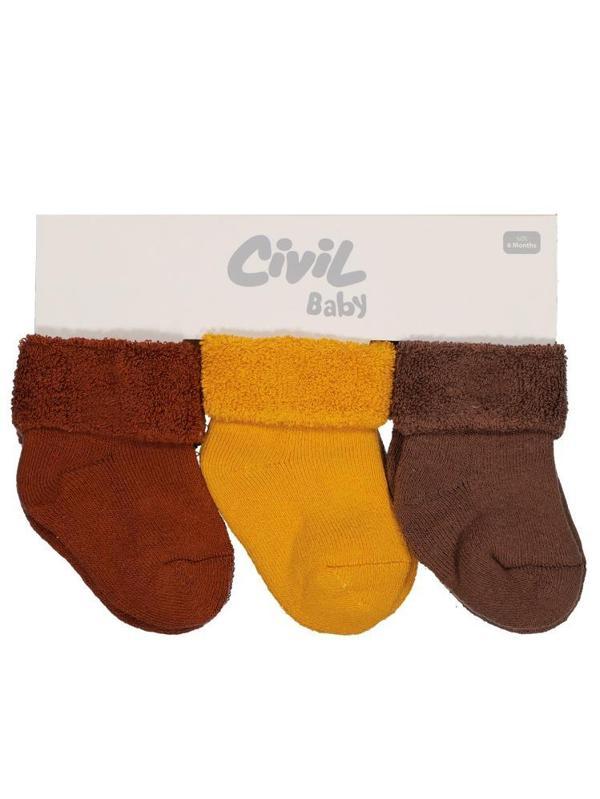 10343 Civil Baby Basic Kıvrık Havlu 6- 3'lü Bebek Erkek Çorap Set - Standart6 Ay - Image 1
