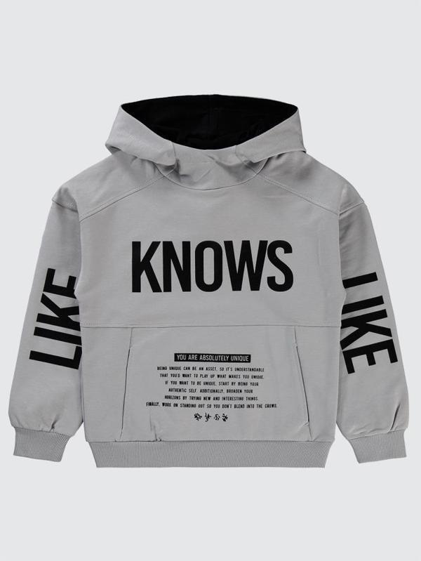 Civil Boys Knows Baskılı 6-9 Yaş Sweatshirt - Gri8-9 Yaş - Image 1