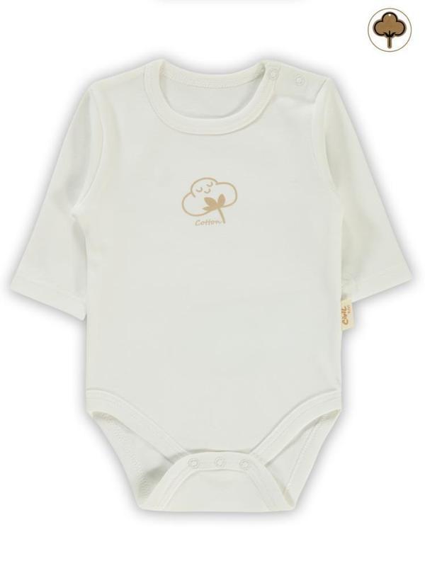 Civil Baby Organik Pamuklu U Kol 0-18 Ay Çıtçıtlı Badi - Ekru18-24 Ay - Image 1