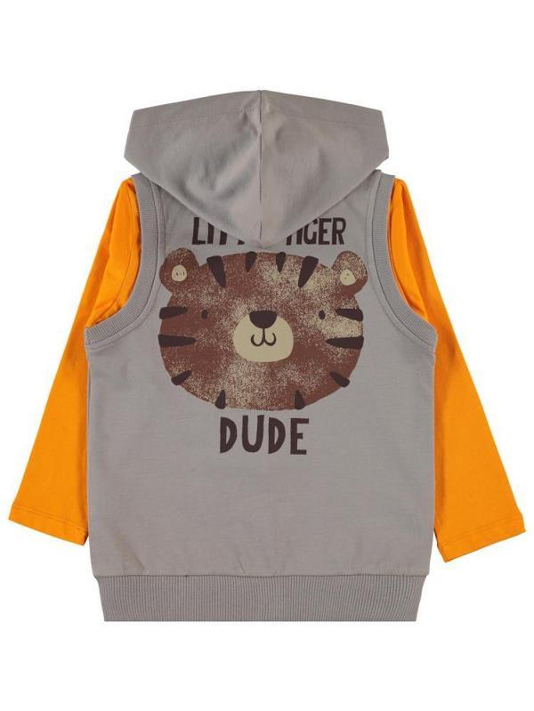 Civil Boys Dude Baskılı 2-5 Yaş Yelekli Sweatshirt - Gri2-3 Yaş - Image 1