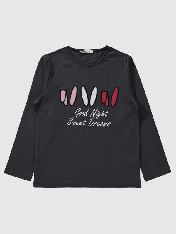 Civil Girls Büyük Tavşan Empirme 6-9 Yaş Pijama Takımı - Gri6-7 Yaş - Image 1