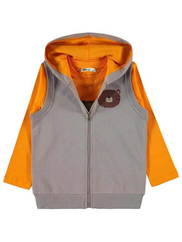 Civil Boys Dude Baskılı 2-5 Yaş Yelekli Sweatshirt - Gri3-4 Yaş - Image 1