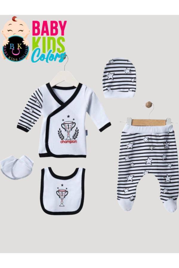 Baby Kids Colors Yeni Doğan Bebek Taraftar Zıbın Takımı 5 Parça %100 Pamuk - Image 1