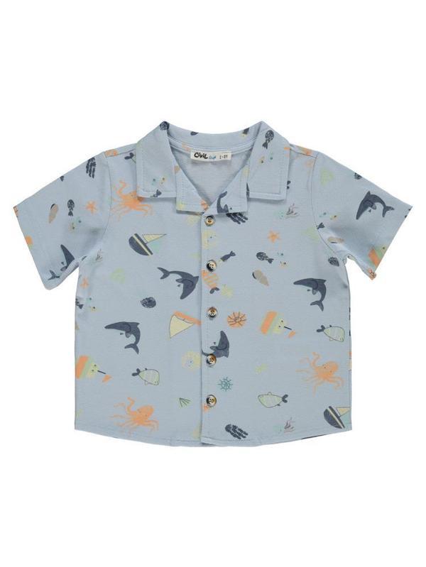 Civil Boys Ahtapot Yelkenli Baskılı 2-5 Yaş Gömlek - Mavi4-5 Yaş - Image 1