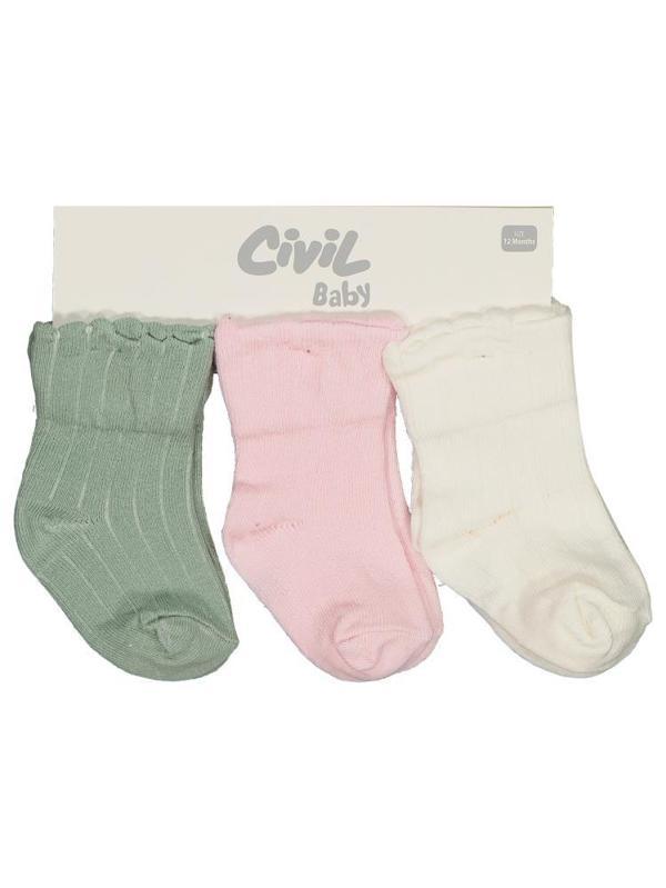 Civil Baby Derbili Basic 3'lü 6- Bebek Kız Çorap Set - Standart6 Ay - Image 1