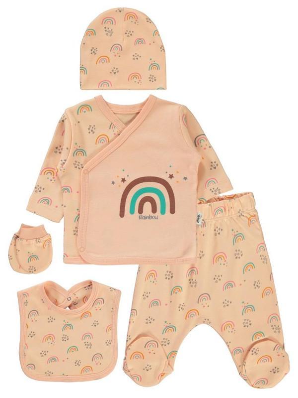 Civil Baby Gökkuşağı Empirme Zıbın Takımları - Pudra0-1 Ay - Image 1