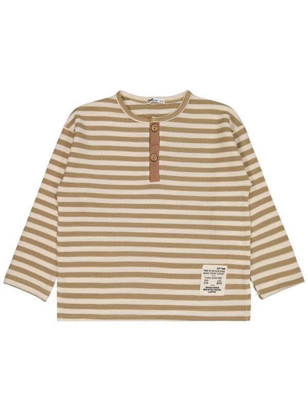 Civil Boys Çizgili Sahte Patlı 6-9 Yaş Sweatshirt - Kahverengi7-8 Yaş - Image 1