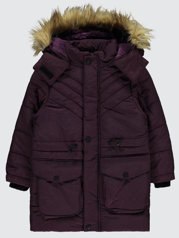 Civil Girls Körük Cepli Kuşaklı 6-9 Yaş Mont - Lila7-8 Yaş - Image 1