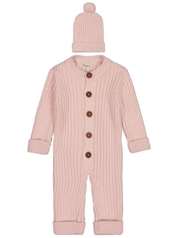 Beybek Düğmeli 3-12 Ay Tulum - Pembe12-18 Ay - Image 1