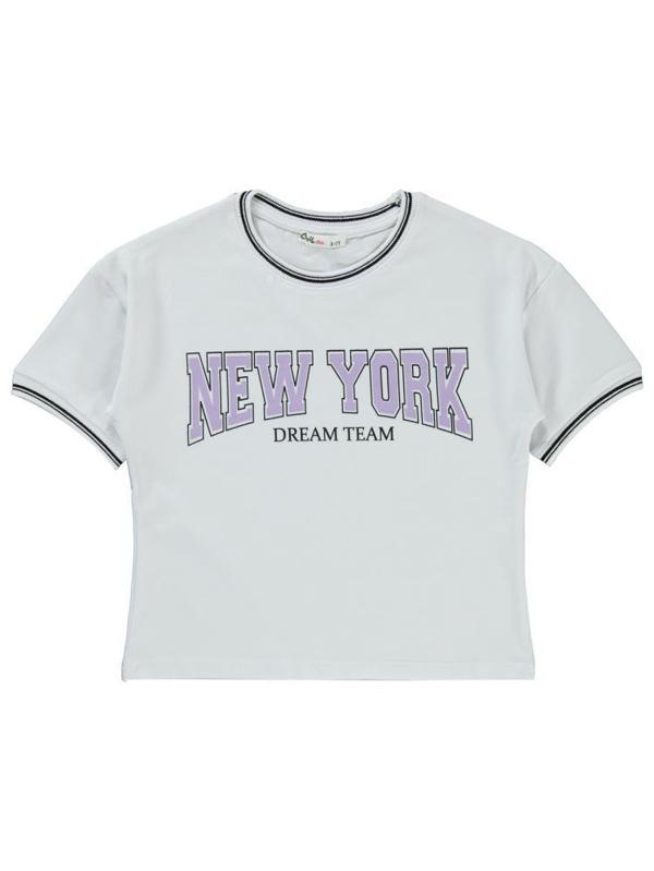 Civil Girls New York Baskılı 10-13 Yaş Tişört - Beyaz13-14 Yaş - Image 1