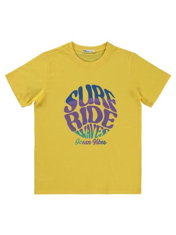 Civil Boys Surf Rıde Baskılı 10-13 Yaş Tişört - Sarı12-13 Yaş - Image 1
