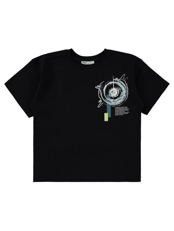 Civil Boys Sıçratma Baskılı 10-13 Yaş Tişört - Siyah13-14 Yaş - Image 1