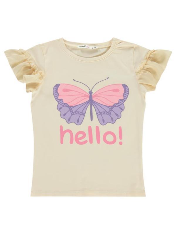 Civil Girls Hello Baskılı 2-5 Yaş Tişört - Fil Dişi5-6 Yaş - Image 1