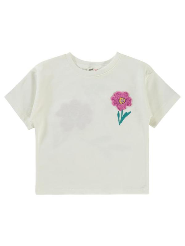 Civil Girls Lale Baskılı 2-5 Yaş Tişört - Ekru3-4 Yaş - Image 1