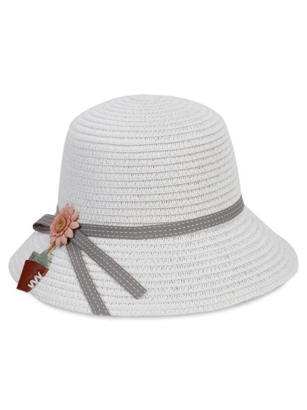 6-9 Yaş Kız Çocuk Hasır Şapka - BeyazStandart - Image 1