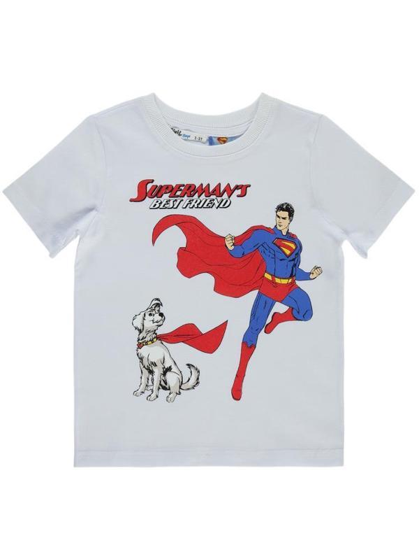 Süperman Best Frıend Baskılı 2-5 Yaş Tişört - Beyaz4-5 Yaş - Image 1