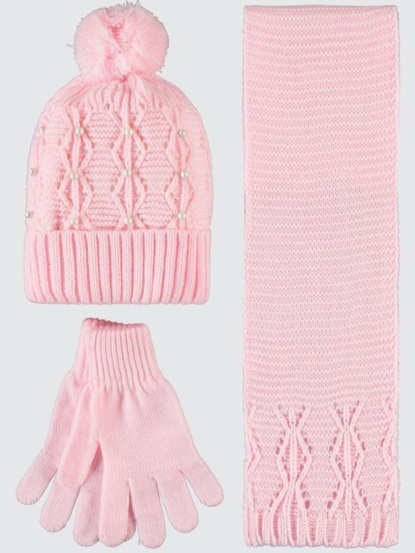 Civil Girls Garson 10-13 Yaş Atkı Bere Eldiven Set - PembeStandart - Image 1