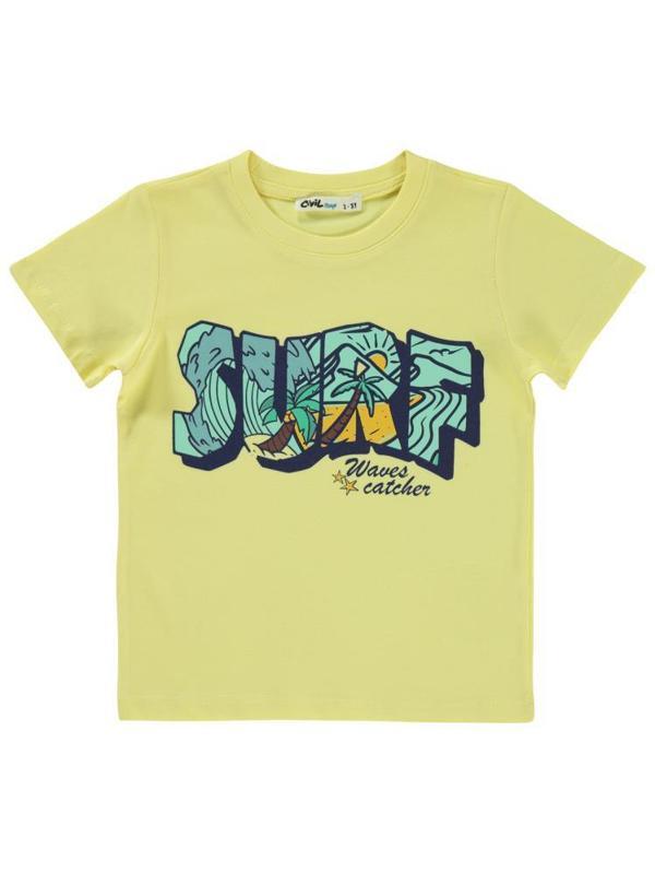Civil Boys Surf Baskılı 2-5 Yaş Tişört - Sarı2-3 Yaş - Image 1