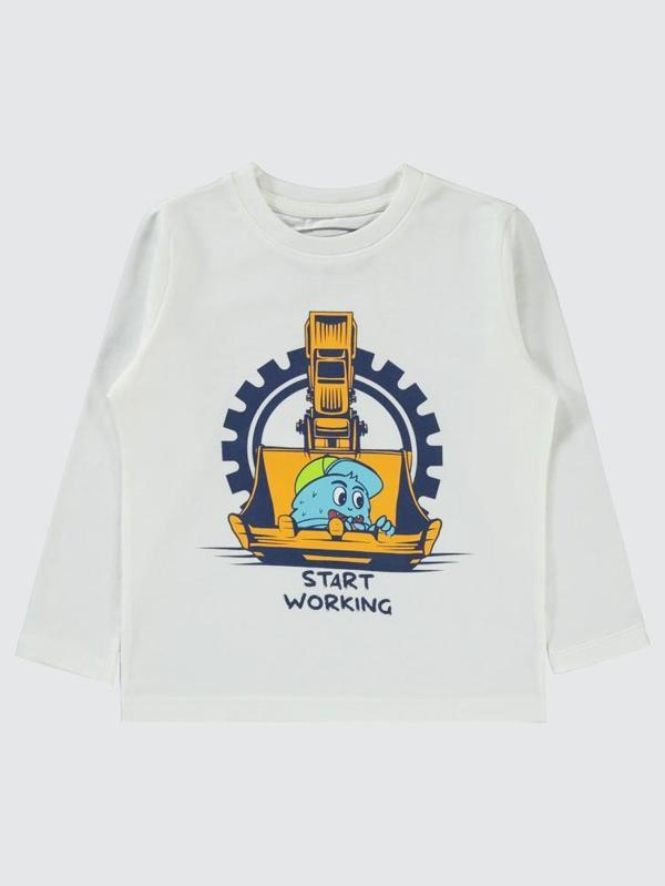 Civil Boys Start Working Baskılı 2-5 Yaş Sweatshirt - Ekru2-3 Yaş - Image 1