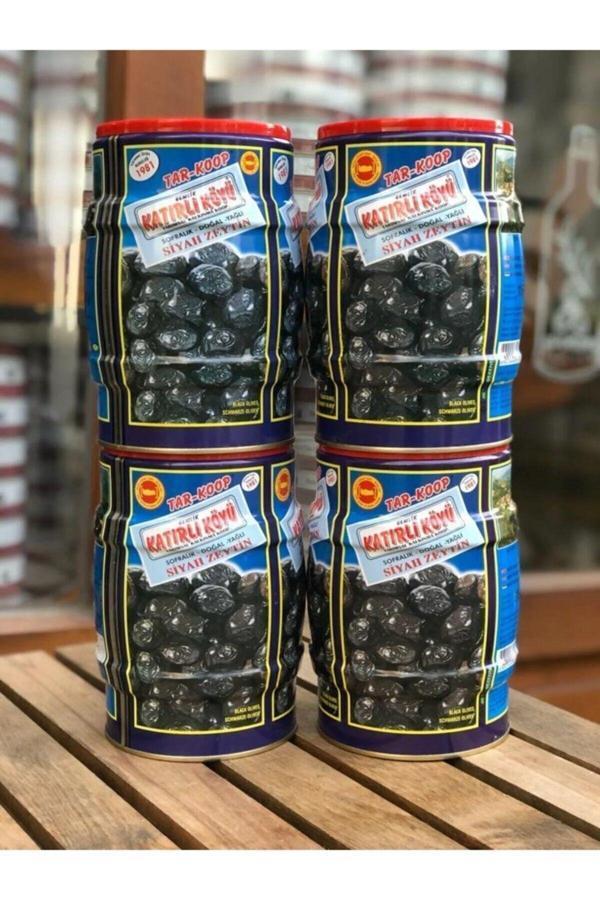 Katırlı Köyü Zeytinleri Gemlik Katırlı Köyü Sofralık Doğal Yağlı Siyah Zeytin 4X1 Kg (4 Adet) - Image 1