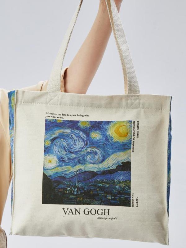 Bagg Vangogh Fermuarlı Yan Körüklü Bez Çanta  - StandartStandart - Image 1