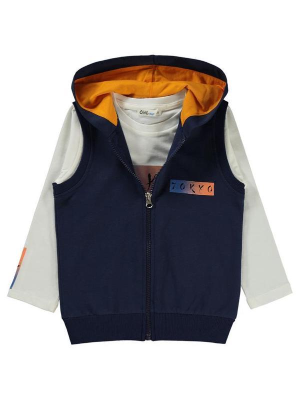 Civil Boys Tokyo Baskılı 2-5 Yaş Yelekli Sweatshirt - Lacivert2-3 Yaş - Image 1