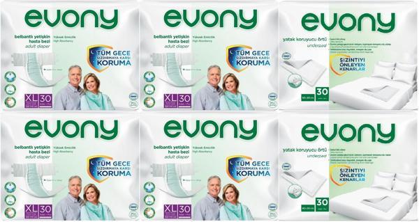 Evony Hasta Bezi Yetişkin Bel Bantlı Tekstil Yüzey Ekstra Büyük 120 Adet+Yatak Koruyucu Örtü 60 Adet - Image 1