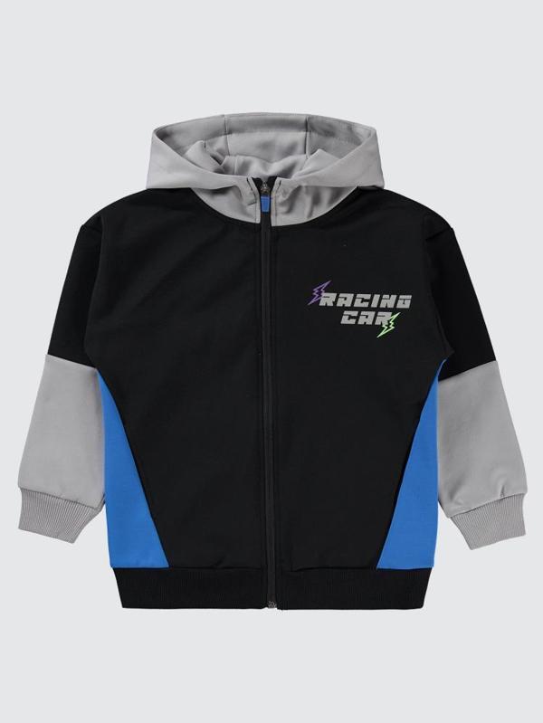 Civil Boys Racıng Baskılı 6-9 Yaş Hırka - Siyah6-7 Yaş - Image 1