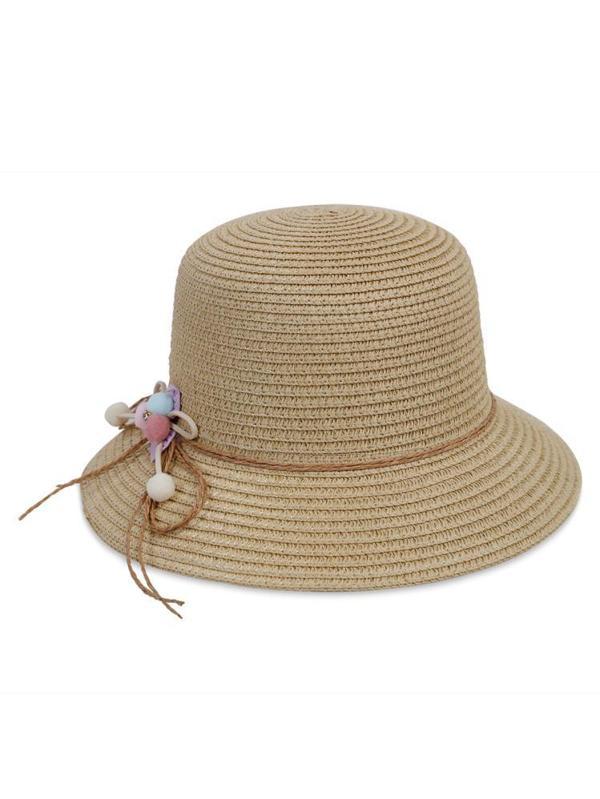 Kitti Kız Çocuk Hasır Şapka 6-9 Yaş Pudra - BejStandart - Image 1