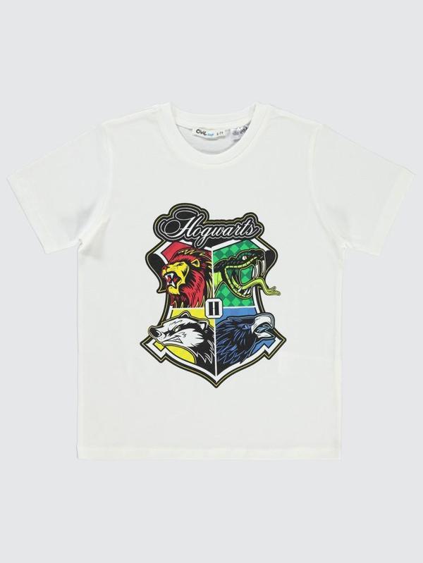 Hogwarts Logo Baskılı 10-13 Yaş Tişört - Ekru11-12 Yaş - Image 1