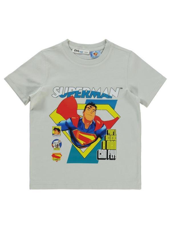 Süperman Can Fly Baskılı 2-5 Yaş Tişört - Gri4-5 Yaş - Image 1