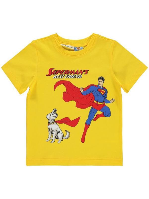 Süperman Best Frıend Baskılı 2-5 Yaş Tişört - Sarı4-5 Yaş - Image 1