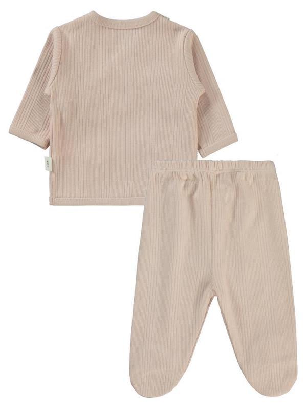 Civil Baby Çizgi Raporlu  Zıbın Takımları - Pudra0-1 Ay - Image 1