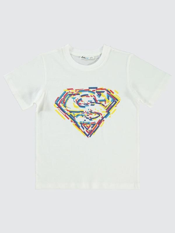 Superman Logo Baskılı 10-13 Yaş Tişört - Ekru13-14 Yaş - Image 1
