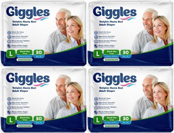Giggles Hasta Bezi Yetişkin Bel Bantlı Tekstil Yüzey Büyük - Large (L) 120 Adet (4PK*30) - Image 1