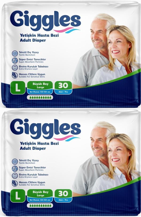 Giggles Hasta Bezi Yetişkin Bel Bantlı Tekstil Yüzey Büyük - Large (L) 60 Adet (2PK*30) - Image 1