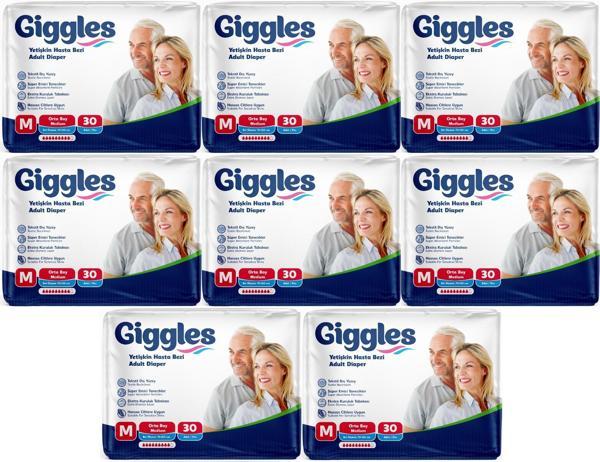 Giggles Hasta Bezi Yetişkin Bel Bantlı Tekstil Yüzey Orta - Medium (M) 240 Adet (8PK*30) - Image 1