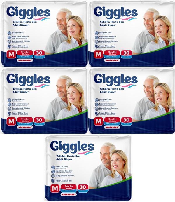Giggles Hasta Bezi Yetişkin Bel Bantlı Tekstil Yüzey Orta - Medium (M) 150 Adet (5PK*30) - Image 1