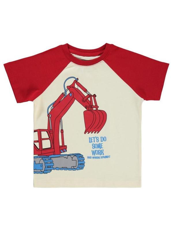 Civil Boys Dozer Baskılı Reglan Kol 2-5 Yaş Tişört - Kırmızı2-3 Yaş - Image 1