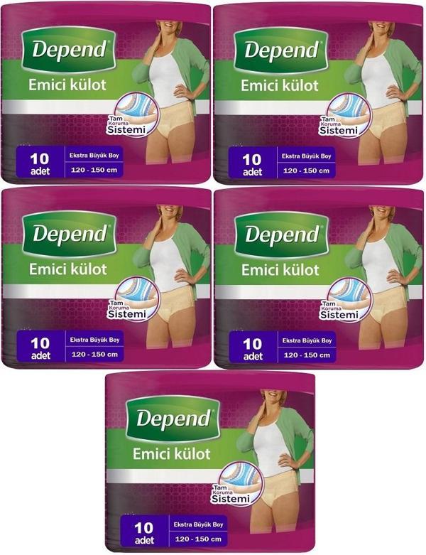 Depend Emici Külot Hasta Bezi XL - Extra Büyük Kadın 50 Adet (5PK*10) - Image 1